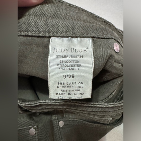 Judy Blue JB88734 High Waist Control Top Olive Green Fray Hem Crop Wide Leg 9/29 - Picture 10 of 15
